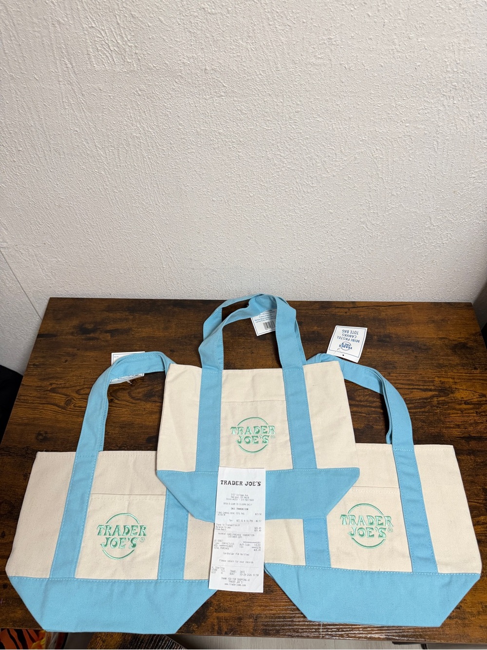 🩵 Trader Joe’s Mini Canvas Tote Bag – Light Blue 🩵